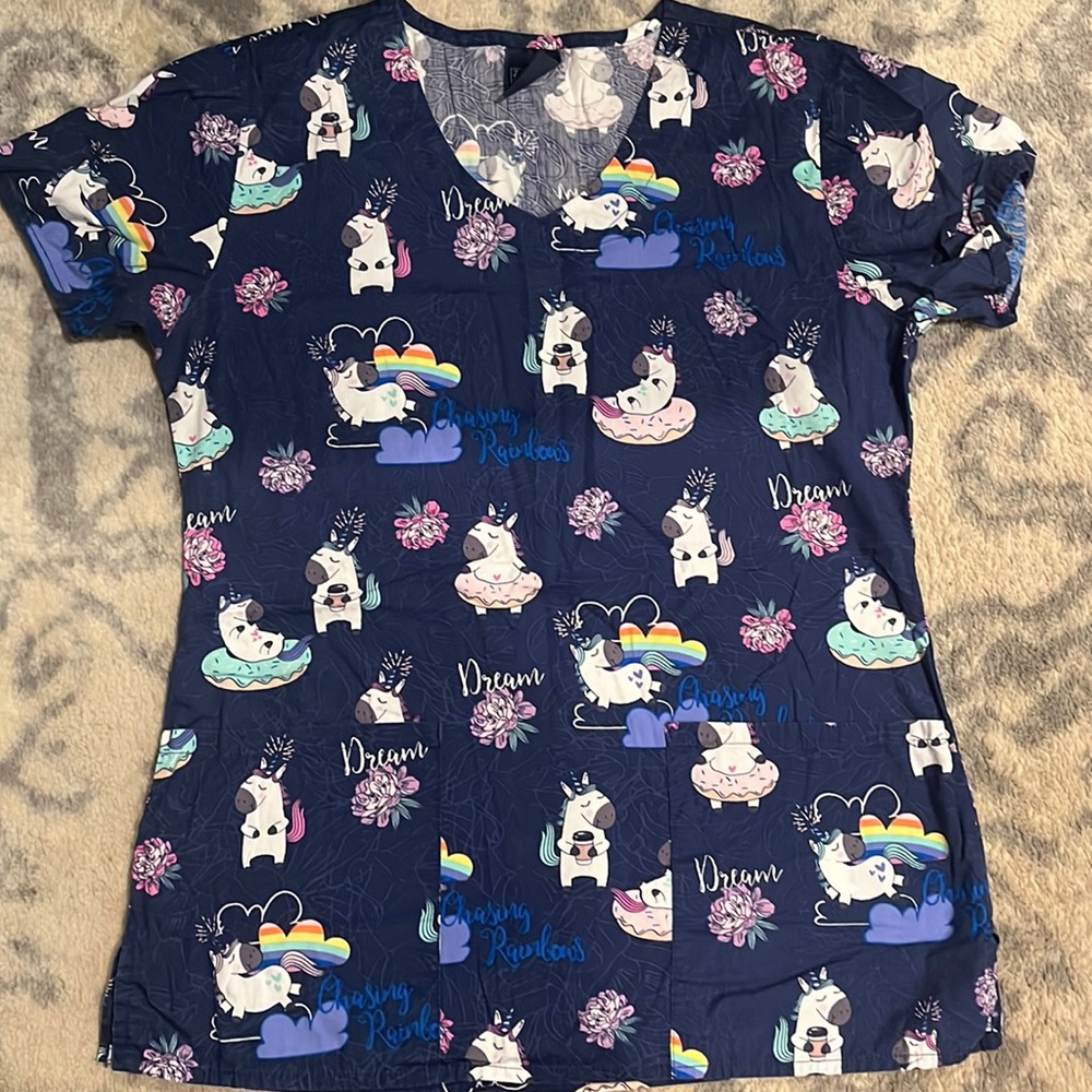 “Chasing Rainbows” Unicorn Scrub Top